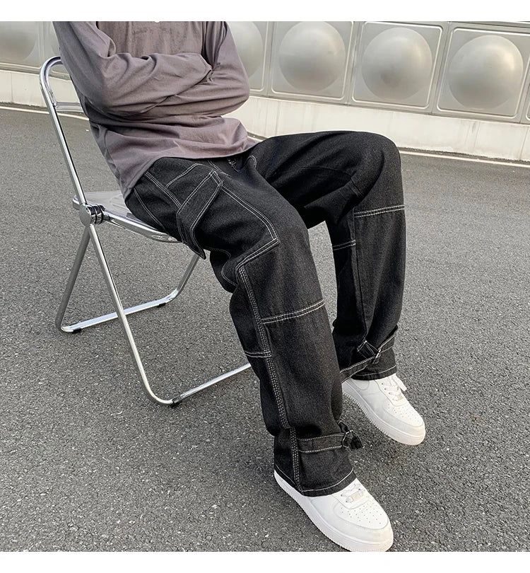Cargo Wide Leg Jeans Casual Baggy Denim