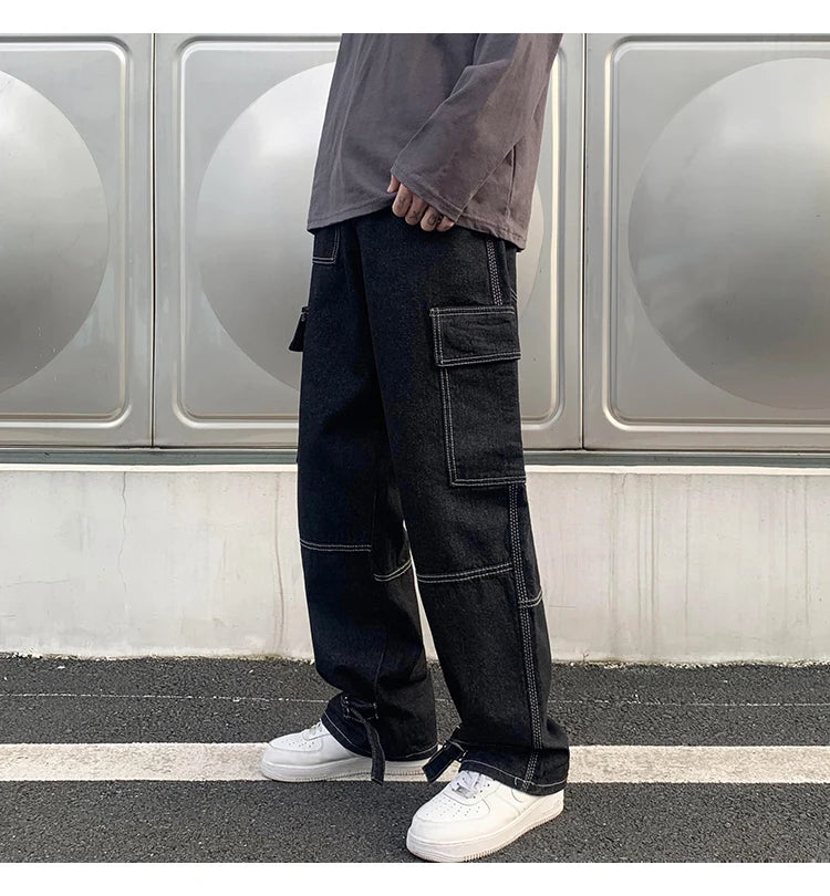 Cargo Wide Leg Jeans Casual Baggy Denim