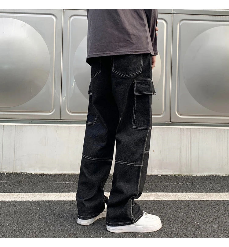 Cargo Wide Leg Jeans Casual Baggy Denim