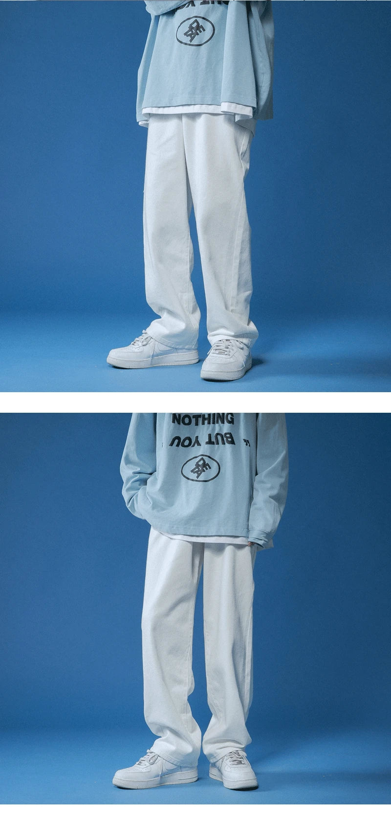 Unisex White Loose-Fit Denim Jeans