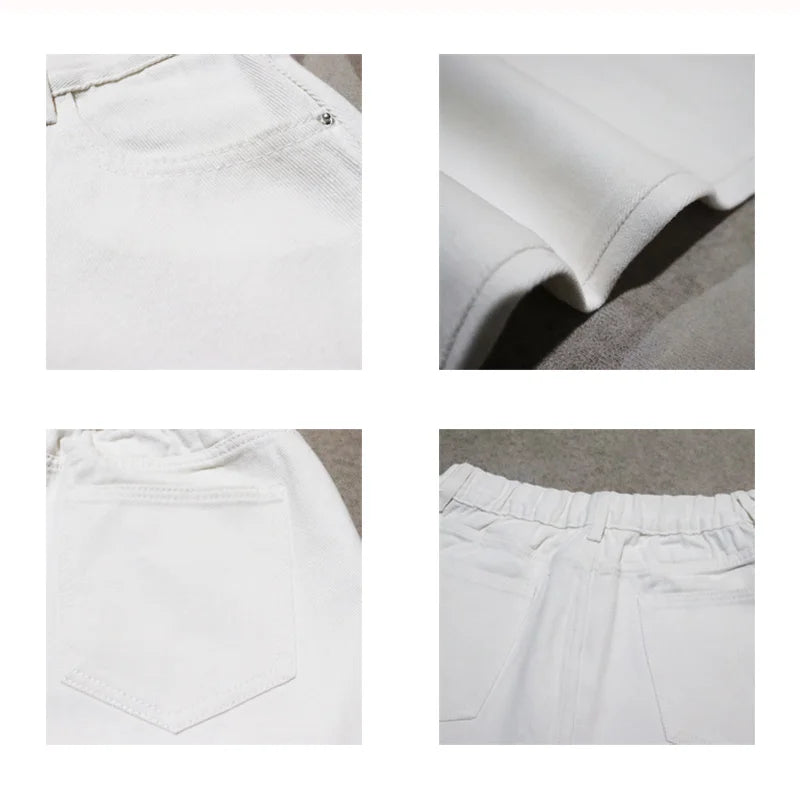 Unisex White Loose-Fit Denim Jeans