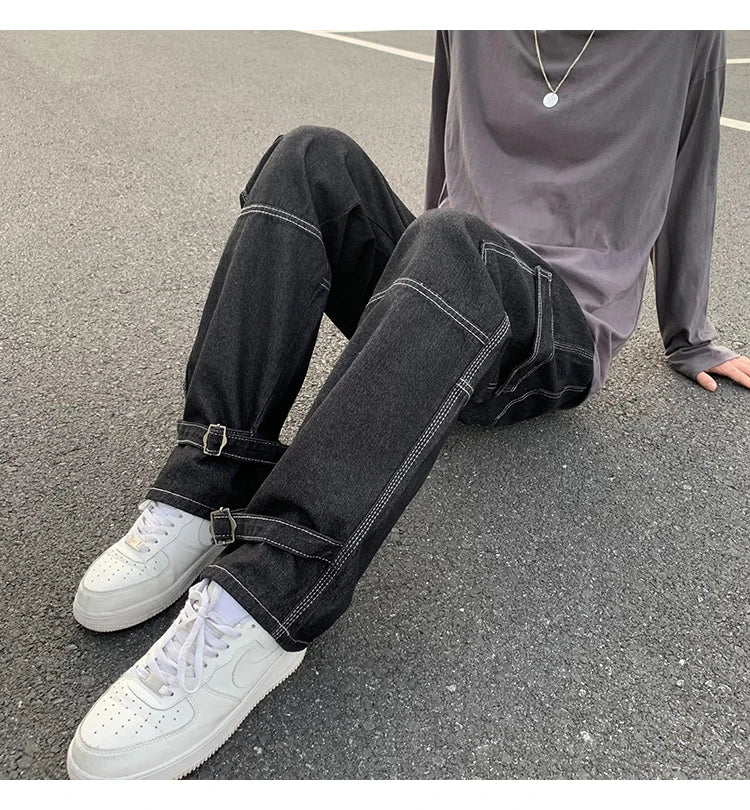 Cargo Wide Leg Jeans Casual Baggy Denim