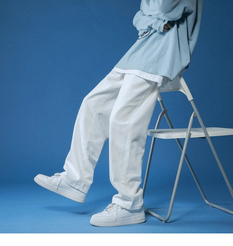 Unisex White Loose-Fit Denim Jeans