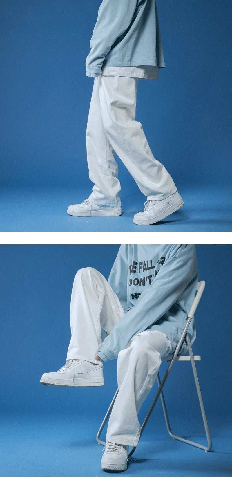 Unisex White Loose-Fit Denim Jeans