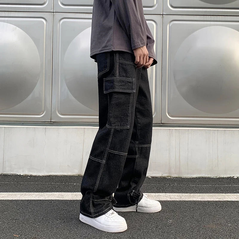 Cargo Wide Leg Jeans Casual Baggy Denim