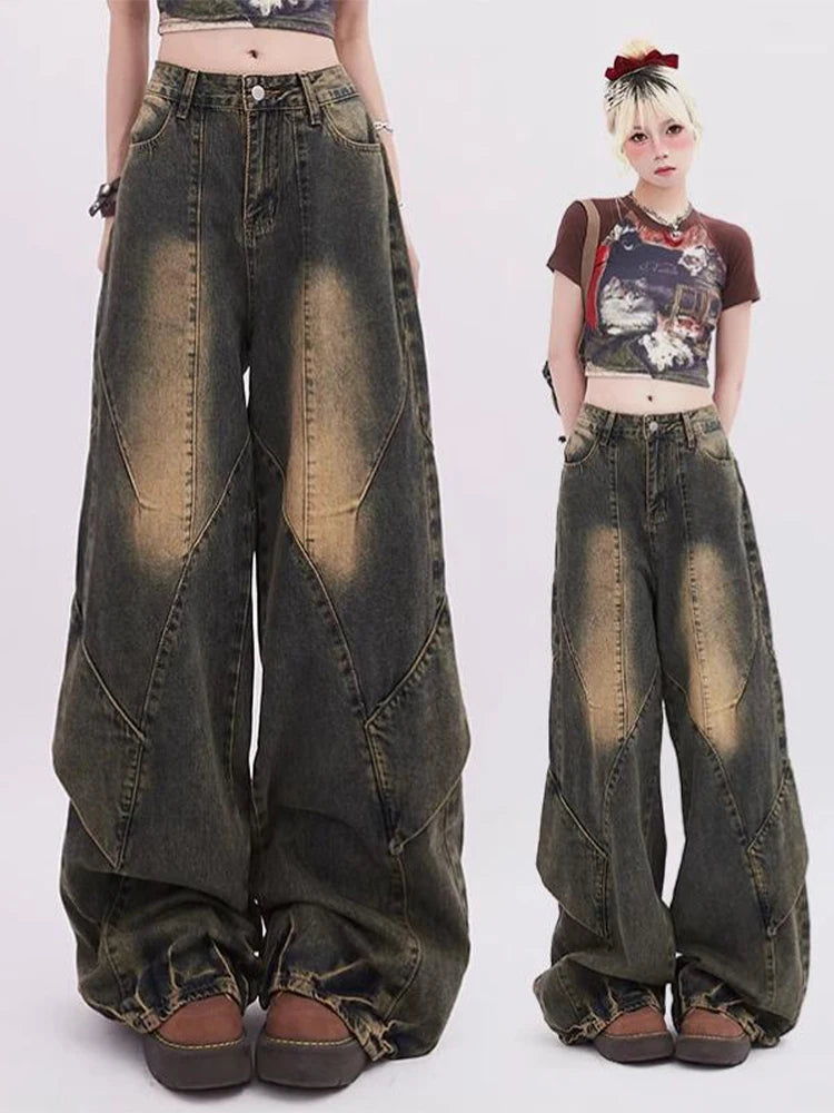 Variant image for Vintage Blue Baggy Jeans for Women - Trendy 2000s Harajuku Style Denim-1
