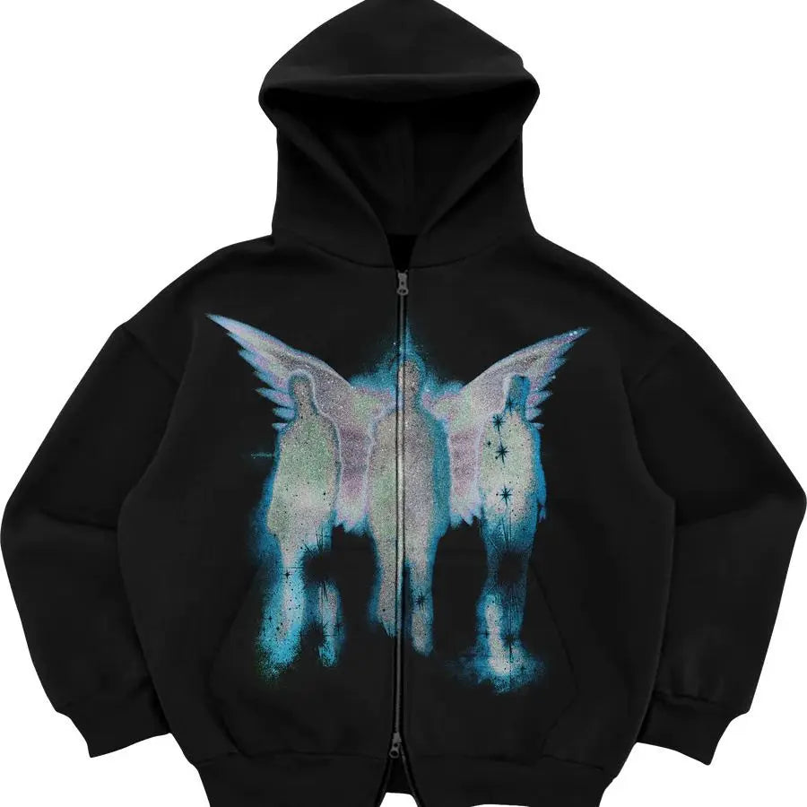 Gothic Retro High Street Hoodies Y2k Zip Up Hoodie