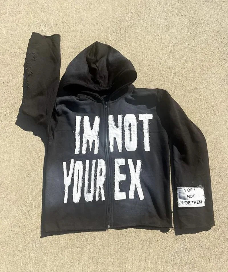 Retro Harajuku Letter Pattern Patchwork Sweatshirt Hoodie