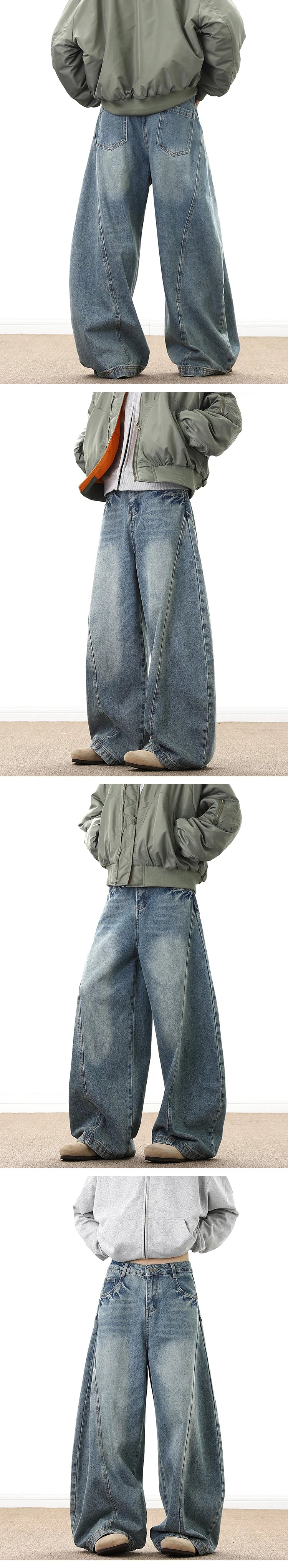Men’s Washed Wide-Leg Jeans