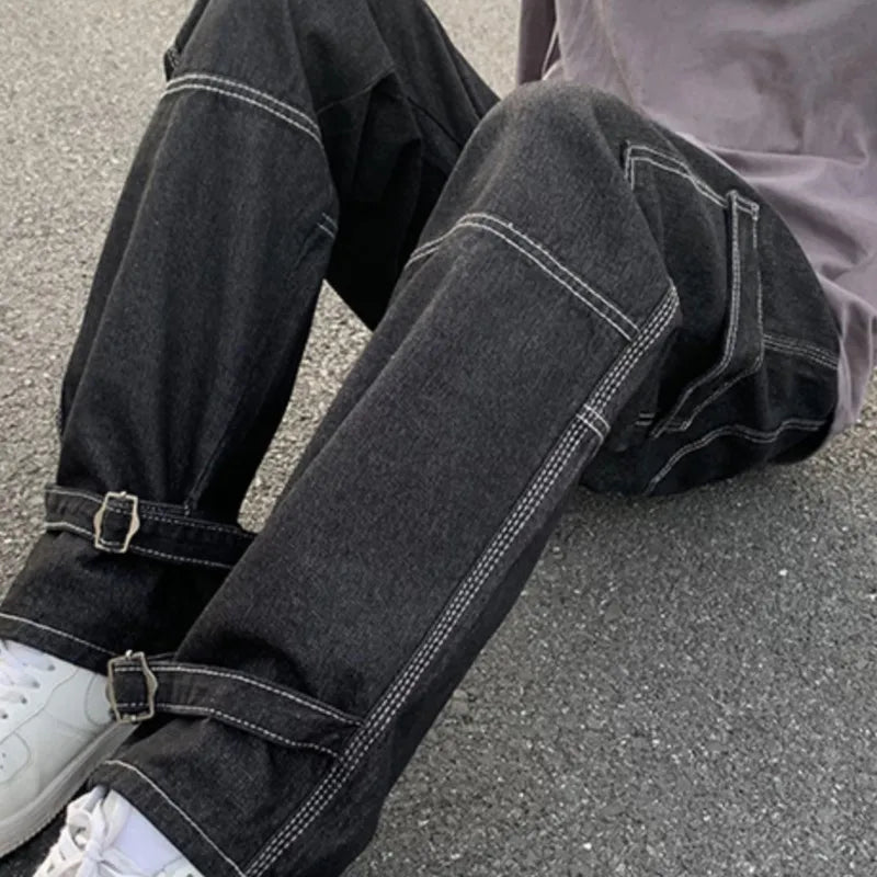 Cargo Wide Leg Jeans Casual Baggy Denim