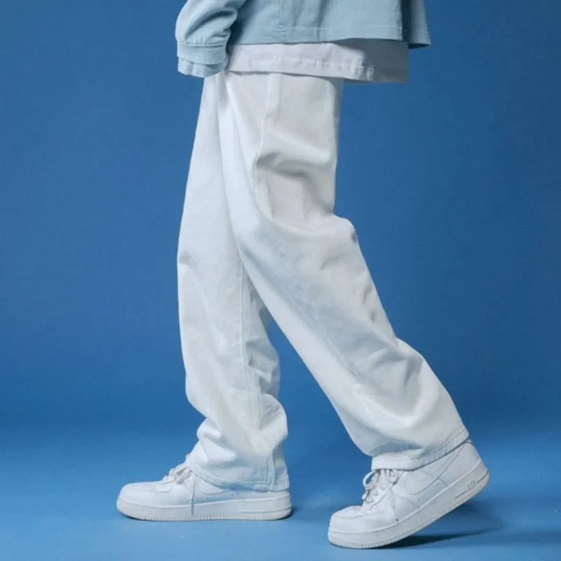Unisex White Loose-Fit Denim Jeans