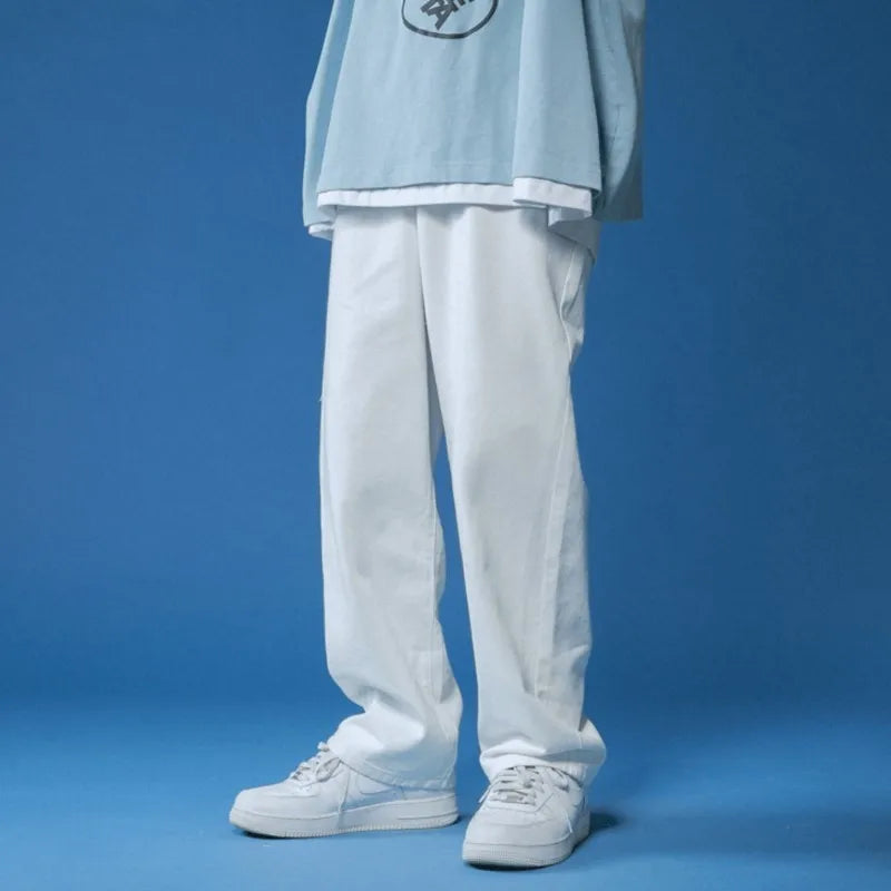 Unisex White Loose-Fit Denim Jeans
