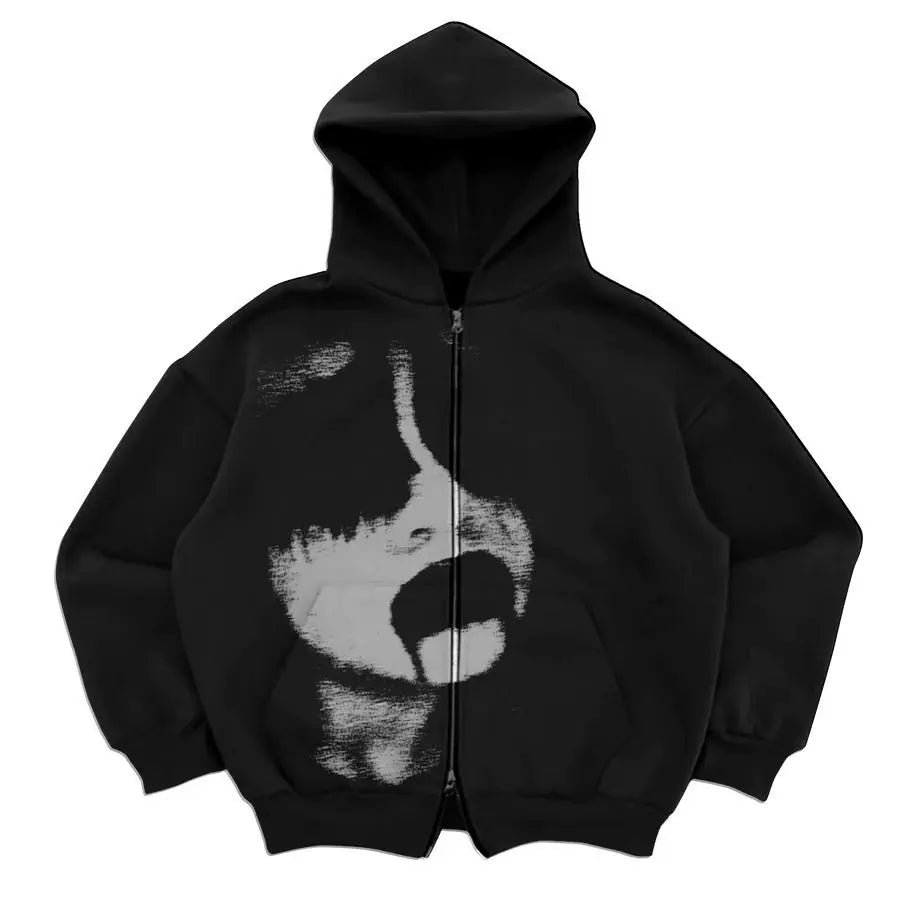 Gothic Retro High Street Hoodies Y2k Zip Up Hoodie