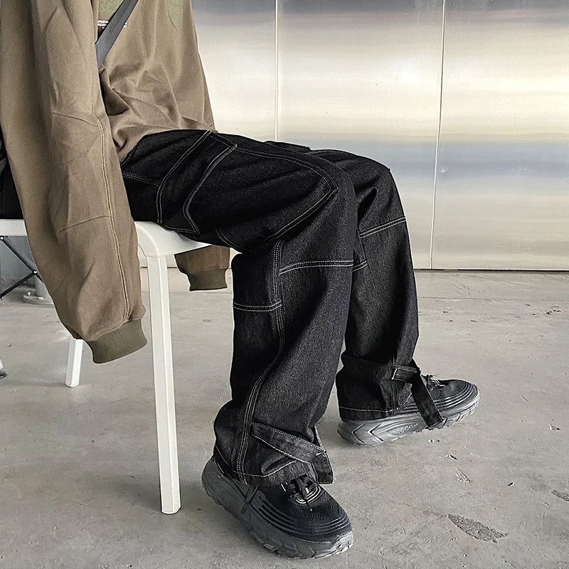 Men’s Wide-Leg Denim Cargo Jeans