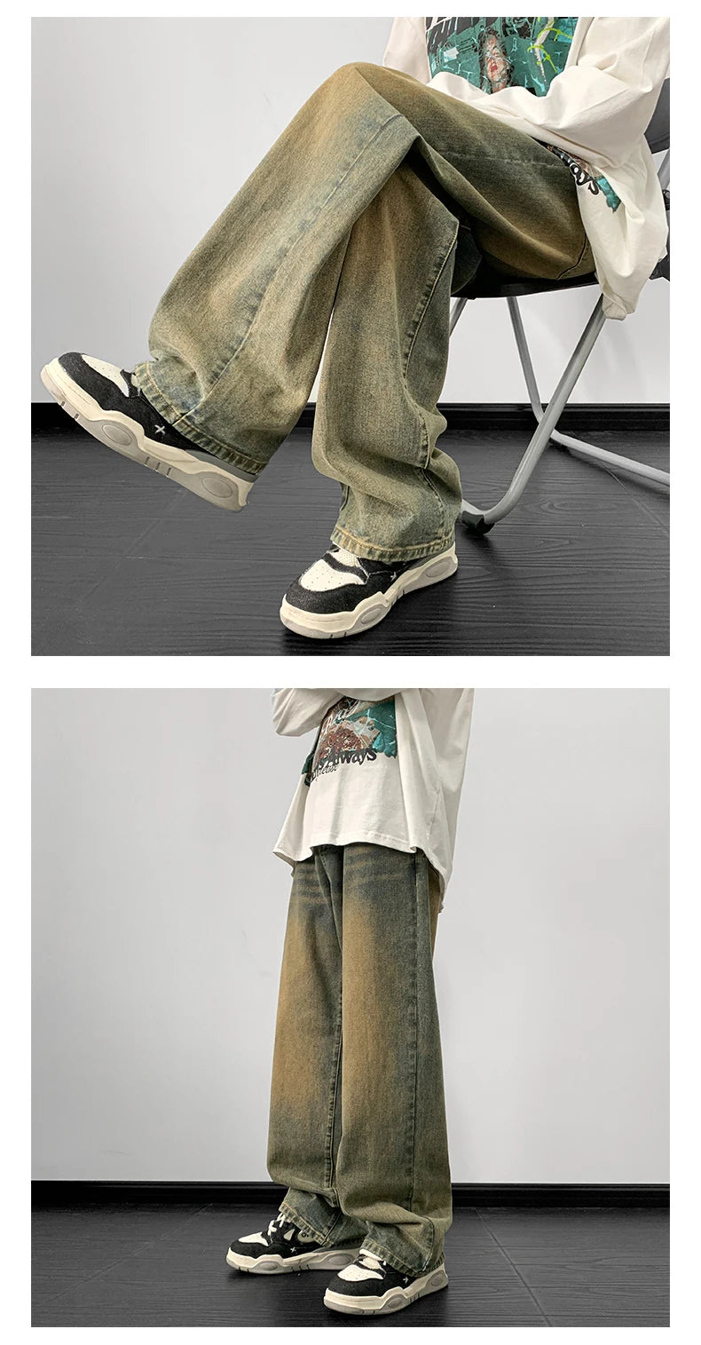 Harajuku Vintage Straight Loose Denim Washed Jeans