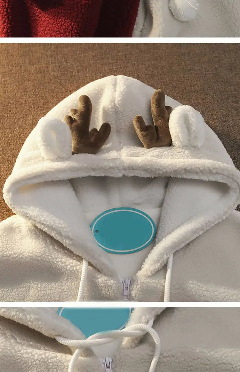 Cute Elk Lamb Velvet Hoodie