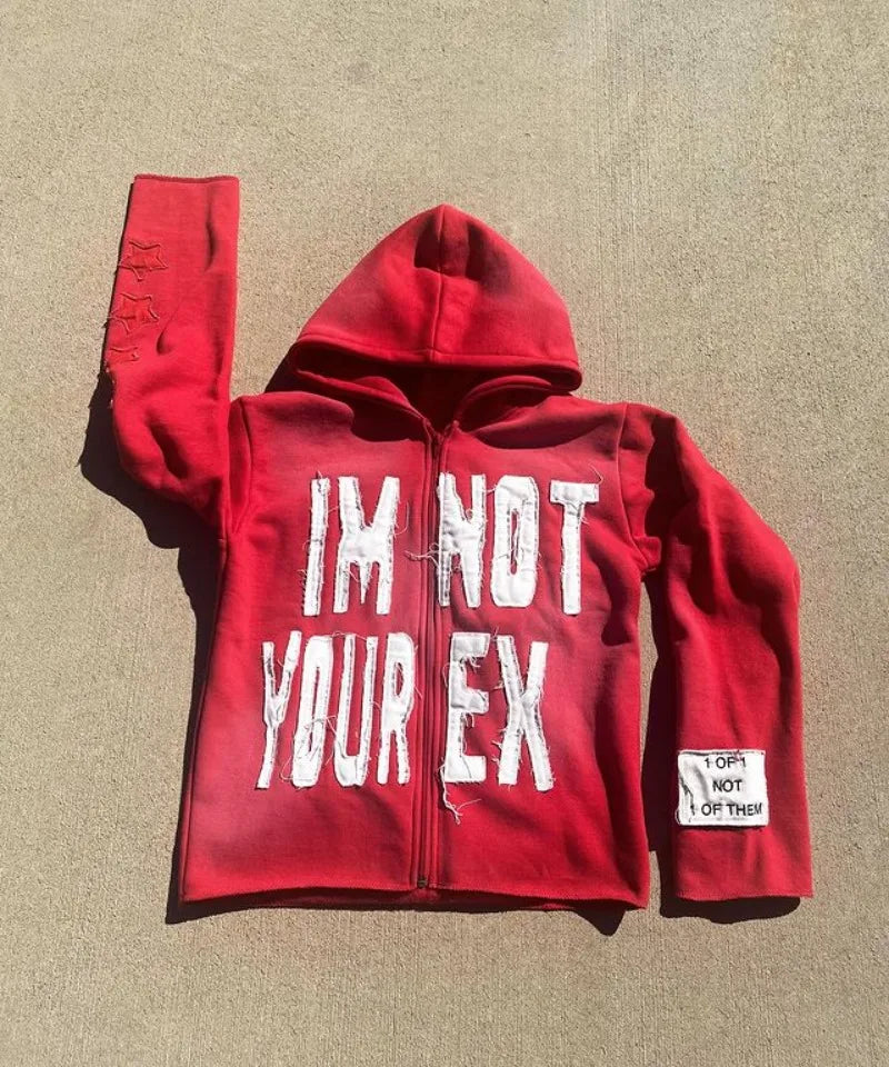 Retro Harajuku Letter Pattern Patchwork Sweatshirt Hoodie