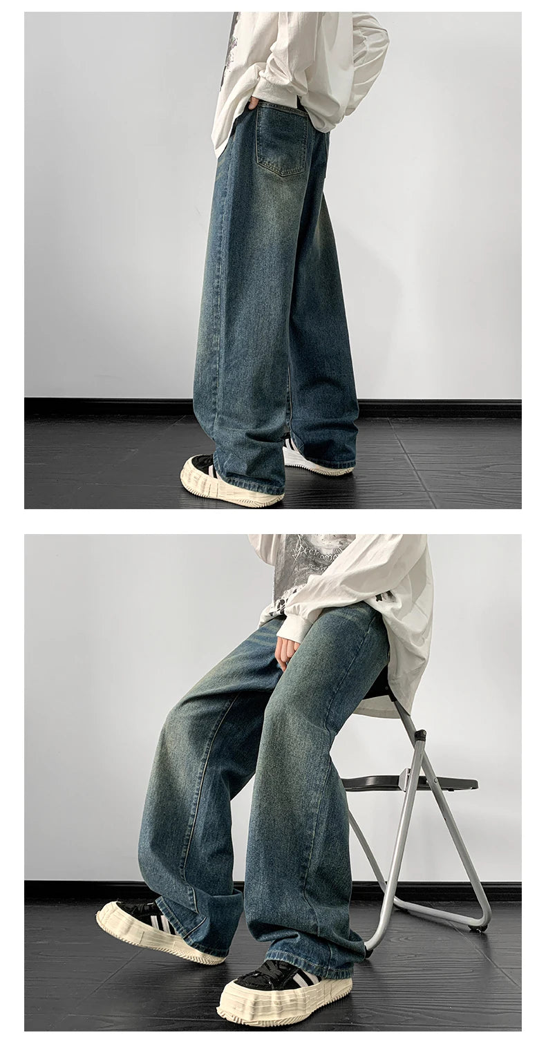 Harajuku Vintage Straight Loose Denim Washed Jeans
