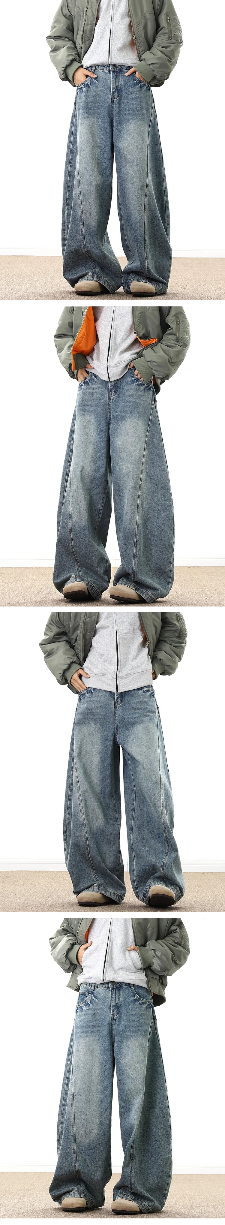 Men’s Washed Wide-Leg Jeans