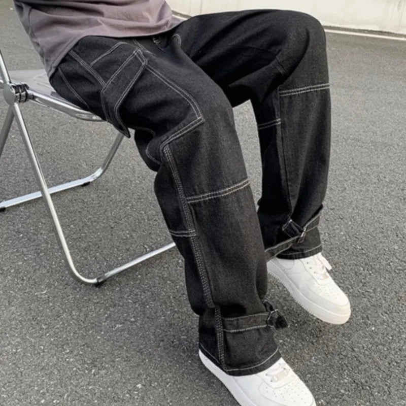 Cargo Wide Leg Jeans Casual Baggy Denim