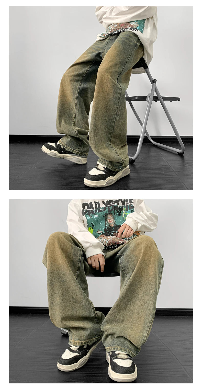 Harajuku Vintage Straight Loose Denim Washed Jeans