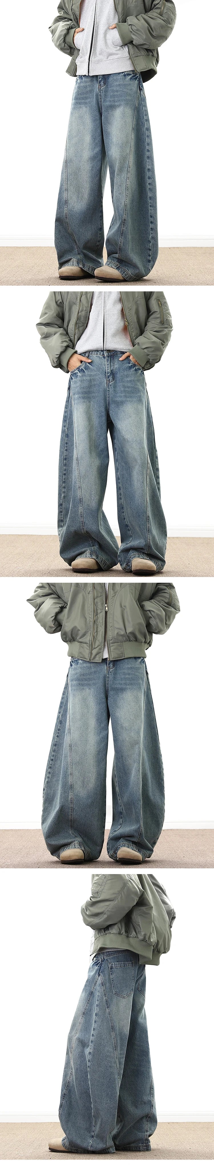 Men’s Washed Wide-Leg Jeans
