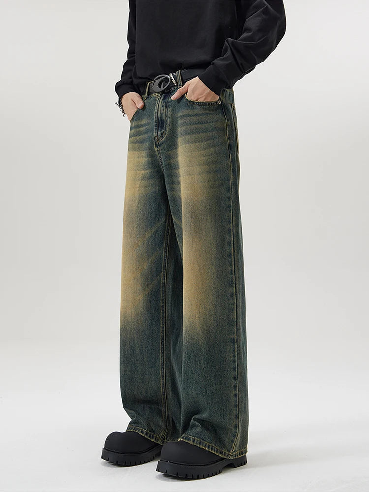 Variant image for Vintage Distressed Men's Jeans - Baggy Straight Fit for Casual Streetwear-2