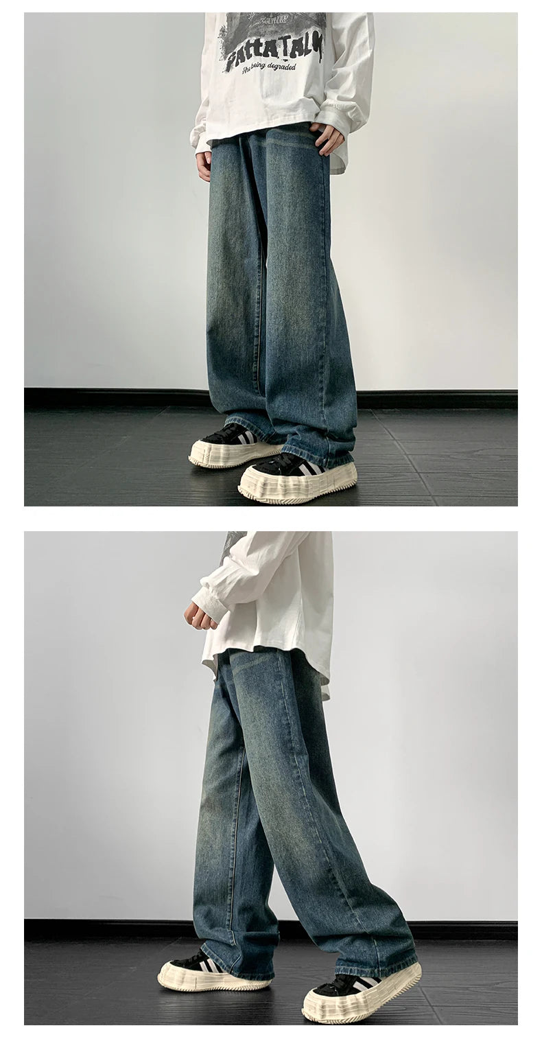 Harajuku Vintage Straight Loose Denim Washed Jeans