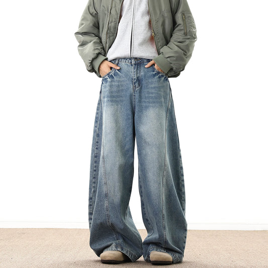 Men’s Washed Wide-Leg Jeans