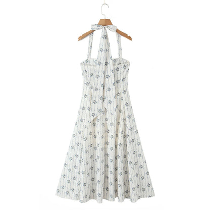 Vintage Floral Elegant Klänning För Sommaren