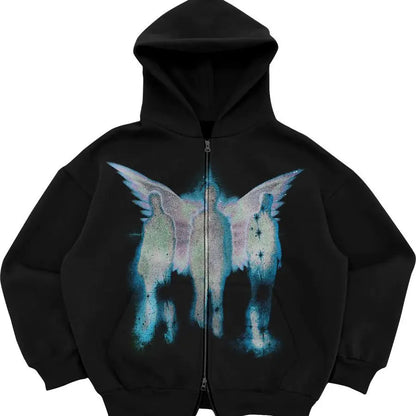 Gothic Retro High Street Hoodies Y2k Zip Up Hoodie