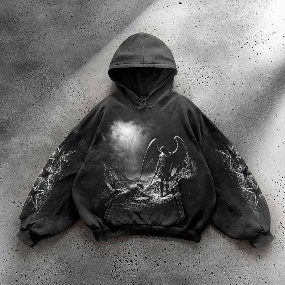 Gothic Hip Hop Print Pattern Hoodie