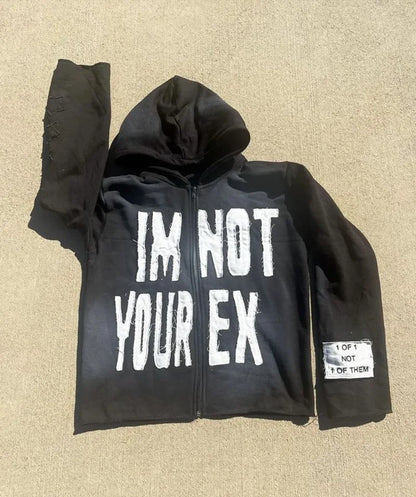 Retro Harajuku Letter Pattern Patchwork Sweatshirt Hoodie