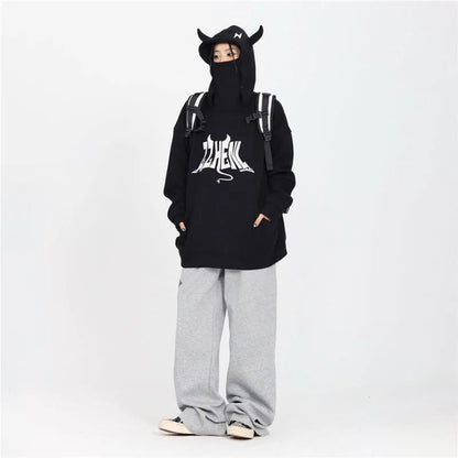 UrbanVibe - Women's Wide Leg Sweatpants with Elastic Waist & Embroidery