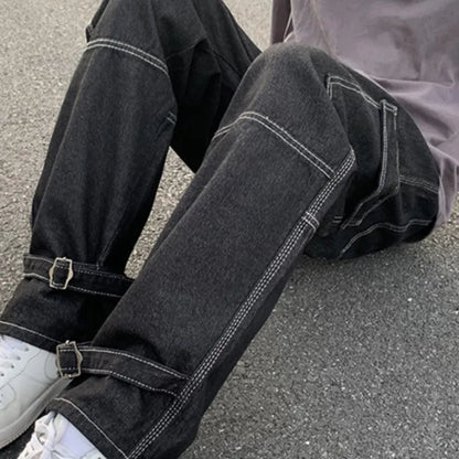Cargo Wide Leg Jeans Casual Baggy Denim