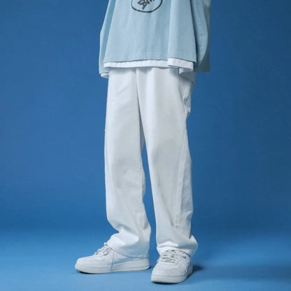 Unisex White Loose-Fit Denim Jeans
