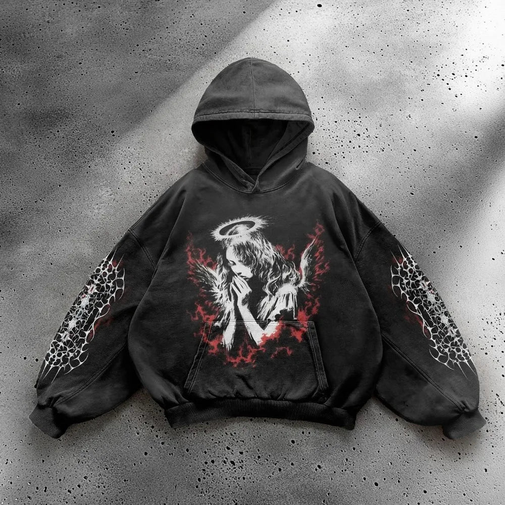 Gothic Hip Hop Print Pattern Hoodie