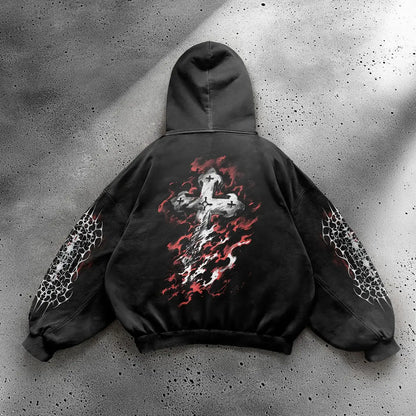 Gothic Hip Hop Print Pattern Hoodie