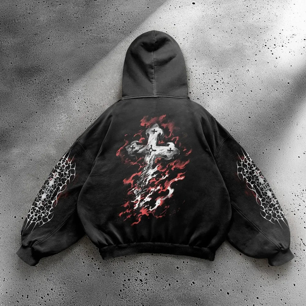 Gothic Hip Hop Print Pattern Hoodie