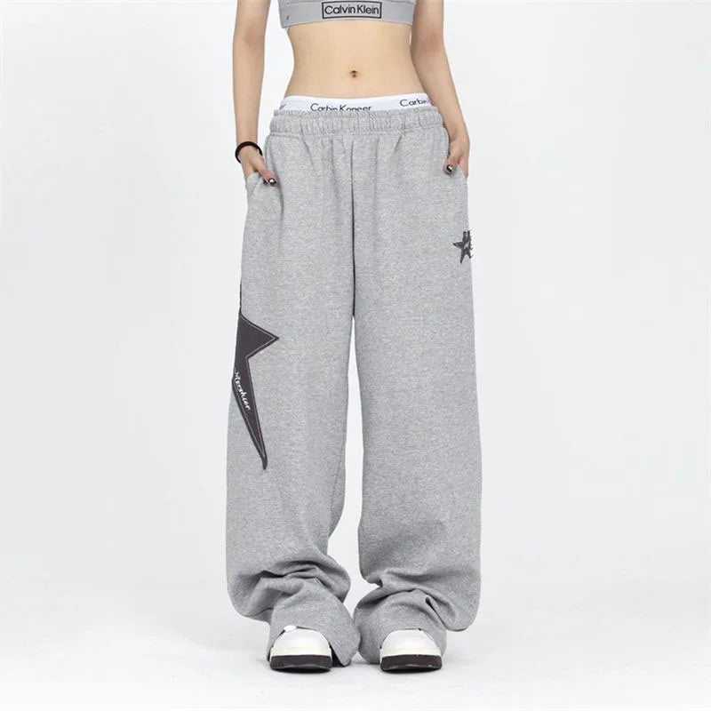Variant image for UrbanVibe - Women's Wide Leg Sweatpants with Elastic Waist & Embroidery-1