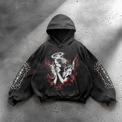 Gothic Hip Hop Print Pattern Hoodie