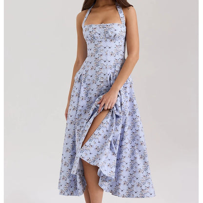 Vintage Floral Elegant Klänning För Sommaren