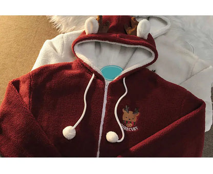 Cute Elk Lamb Velvet Hoodie