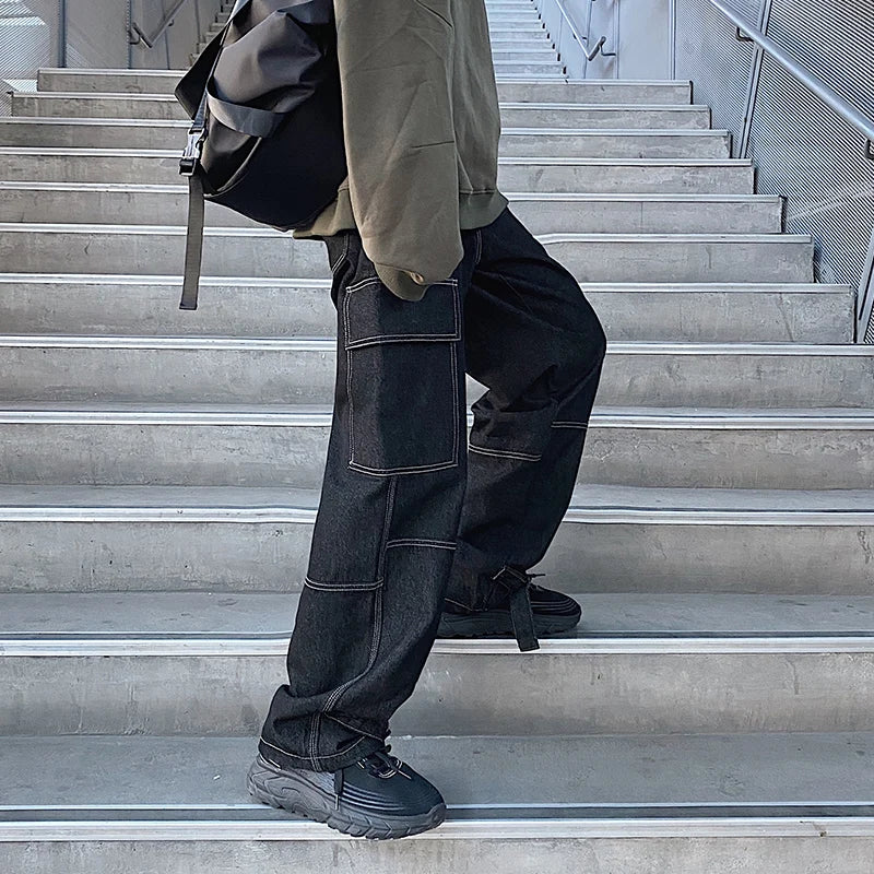 Men’s Wide-Leg Denim Cargo Jeans
