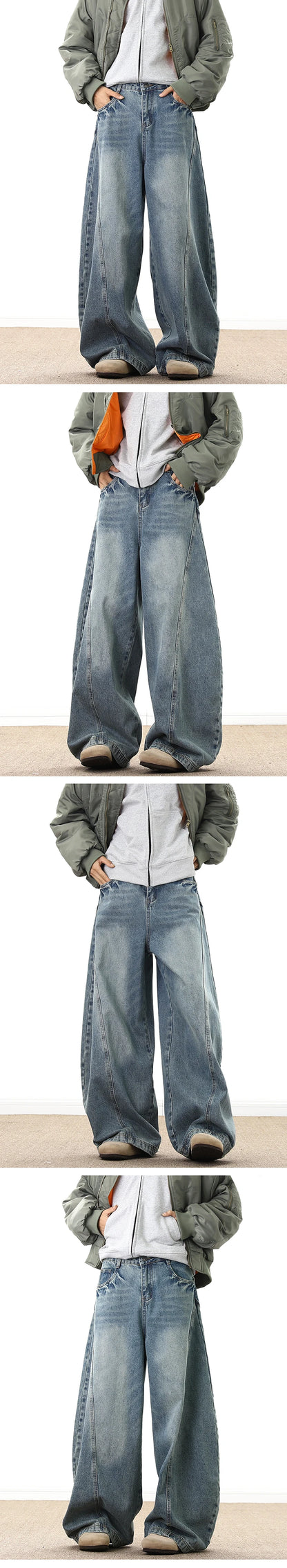 Men’s Washed Wide-Leg Jeans