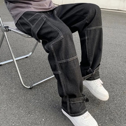 Cargo Wide Leg Jeans Casual Baggy Denim