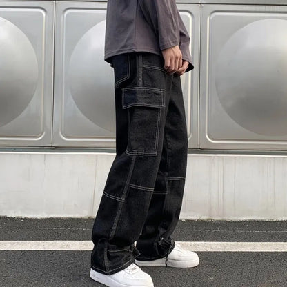 Cargo Wide Leg Jeans Casual Baggy Denim