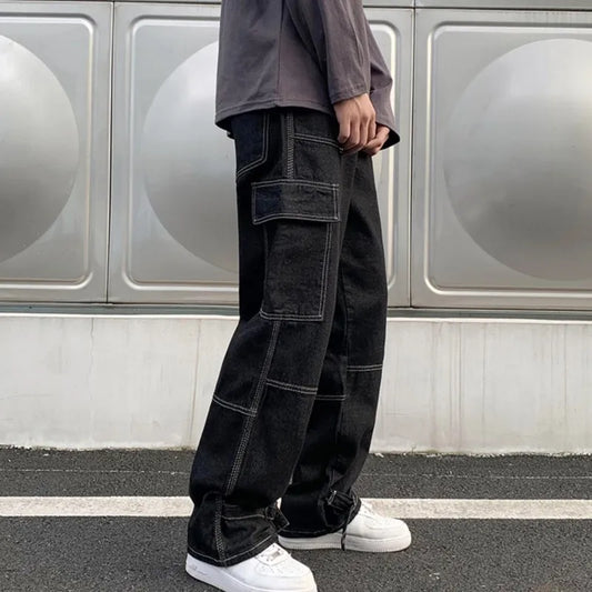 Cargo Wide Leg Jeans Casual Baggy Denim