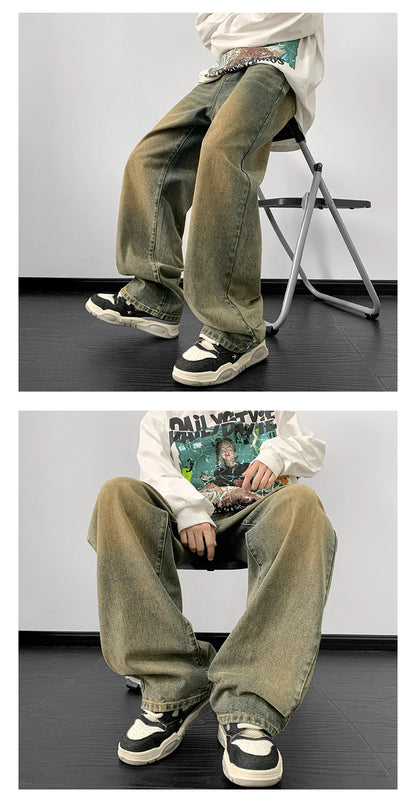 Harajuku Vintage Straight Loose Denim Washed Jeans