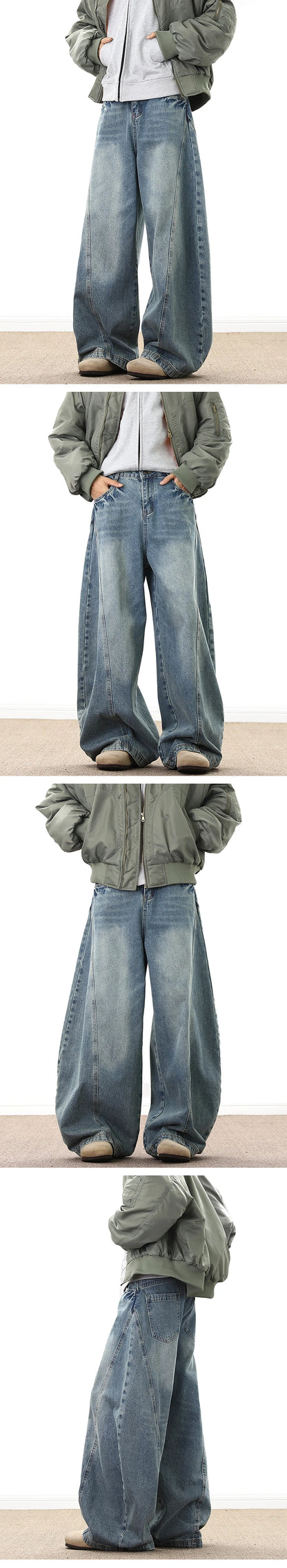 Men’s Washed Wide-Leg Jeans